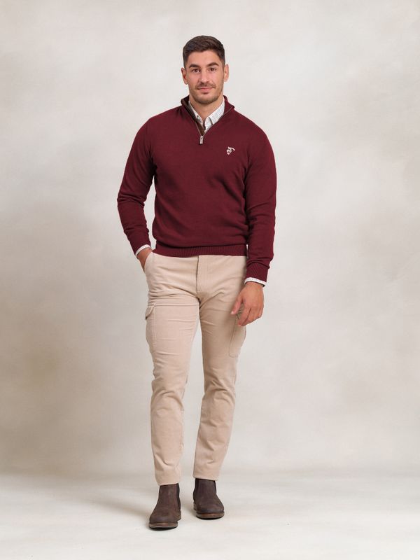 Brand Half-Zip Sweater | Burgundy