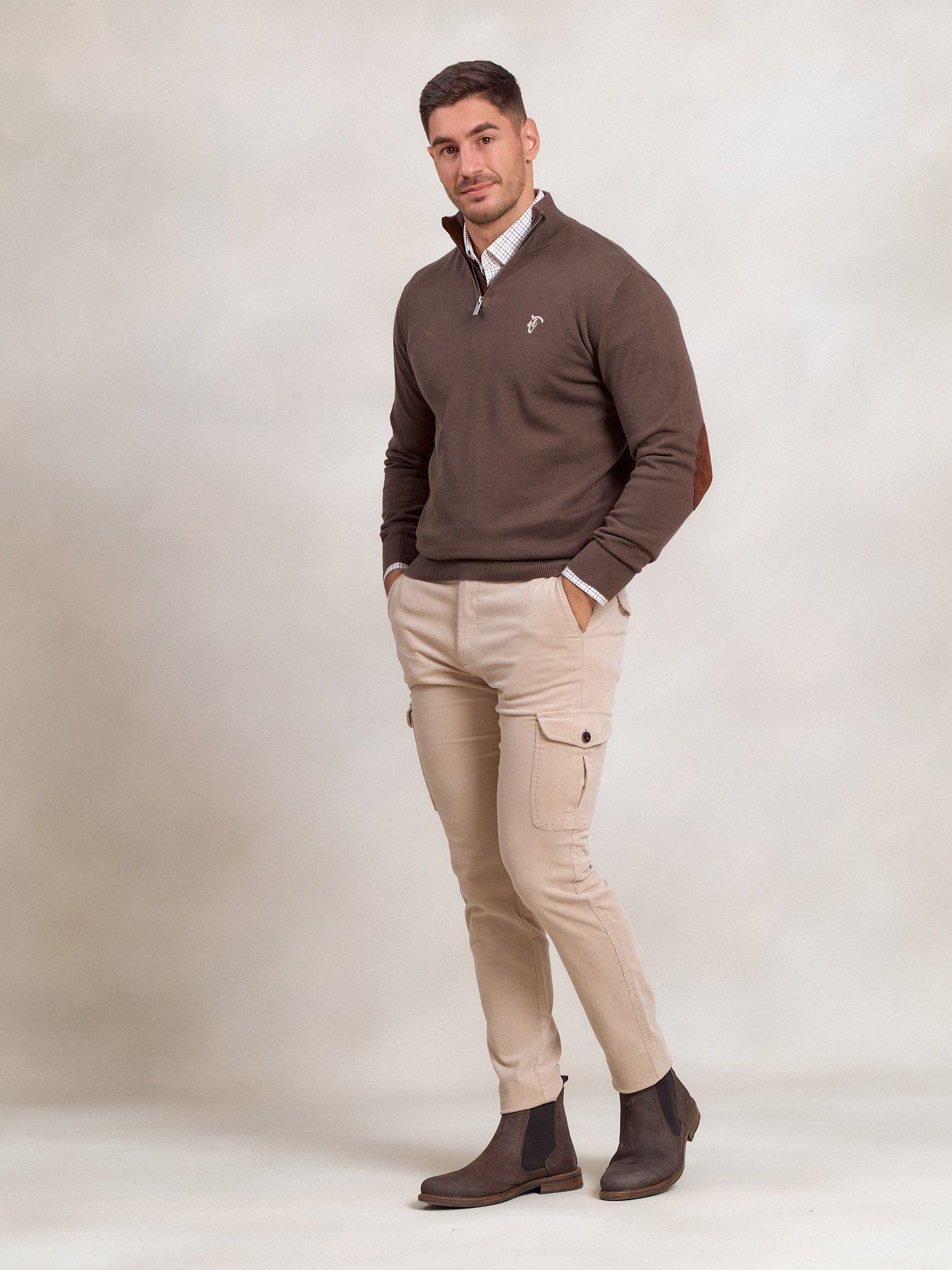 Brand Half-Zip Sweater | Carbón