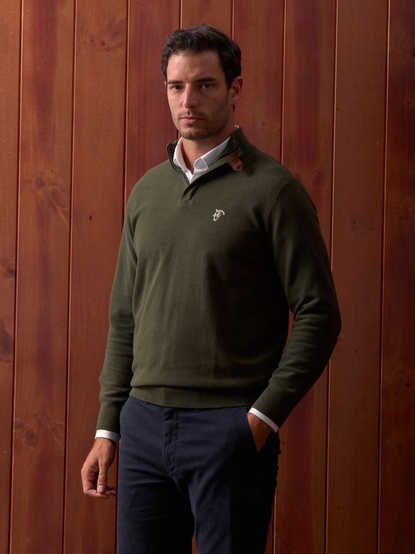 Suéter de Estrutura com Meio Zíper | Caza