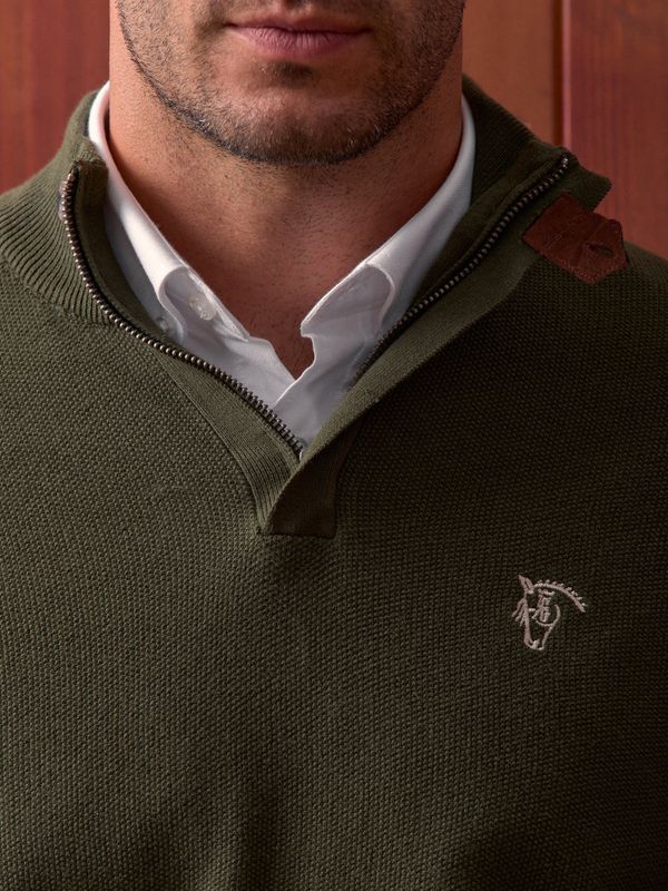 Suéter de Estrutura com Meio Zíper | Caza