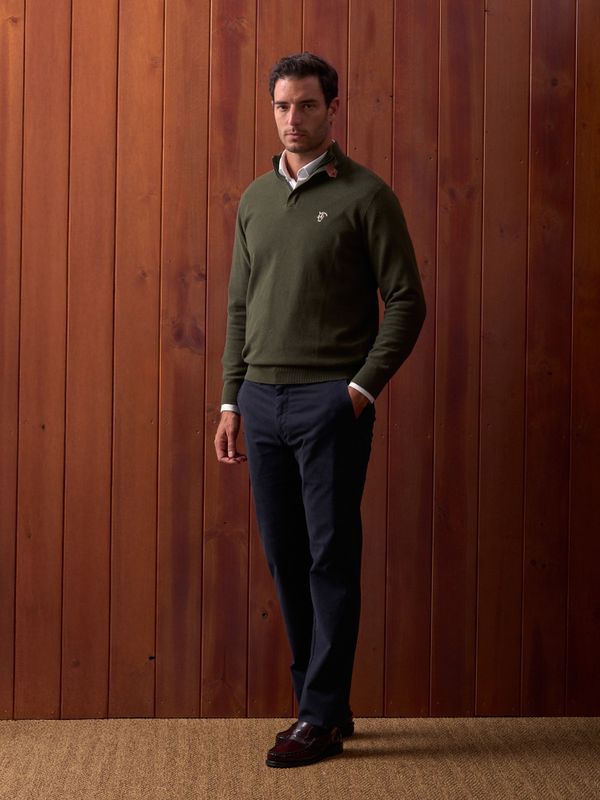 Suéter de Estrutura com Meio Zíper | Caza