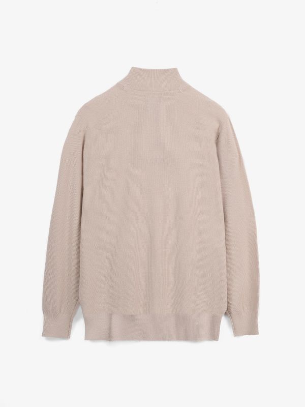 Suéter de Estrutura com Meio Zíper | Nude