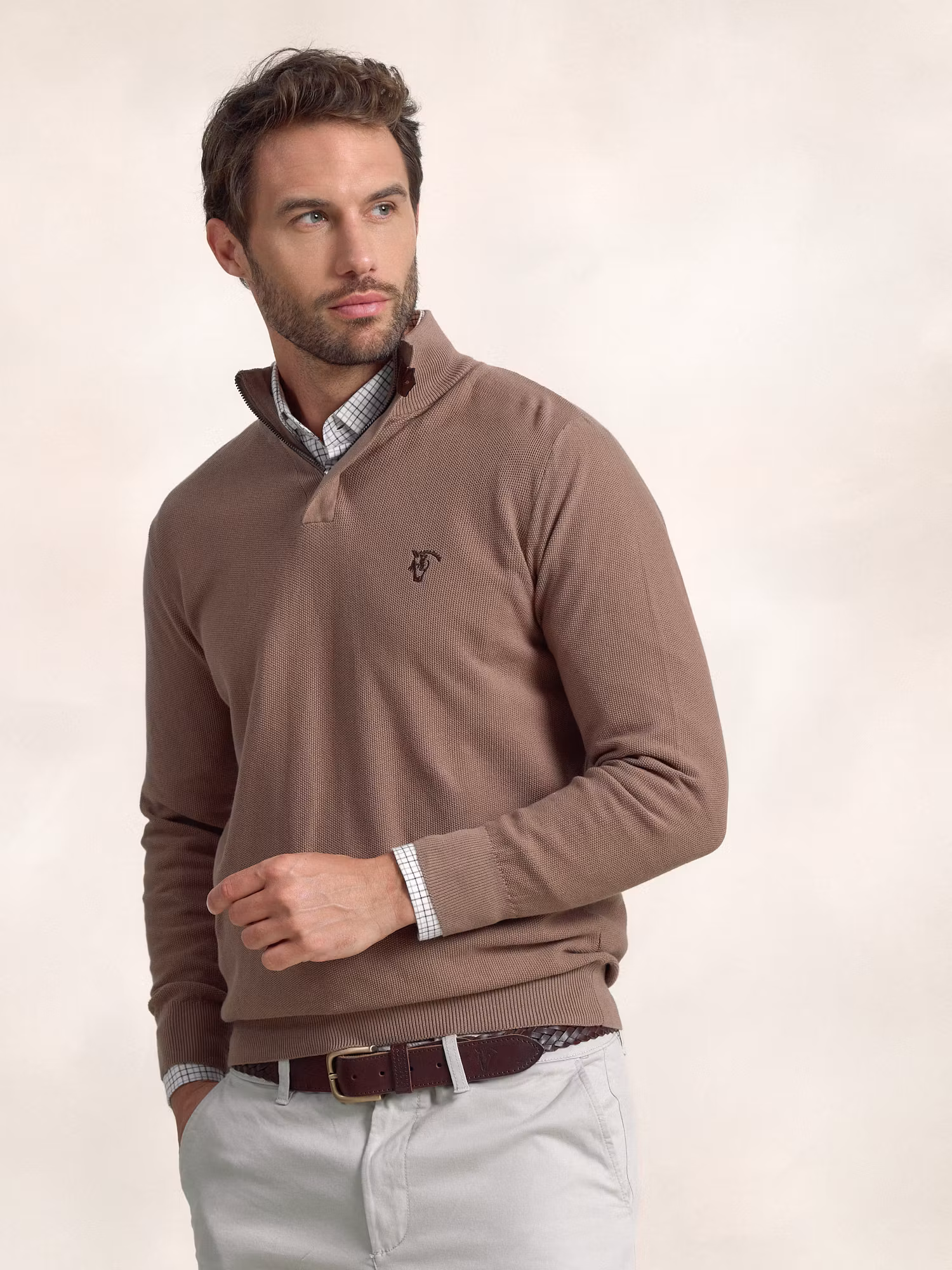 Pull à Structure Demi-Fermeture Éclair | Taupe