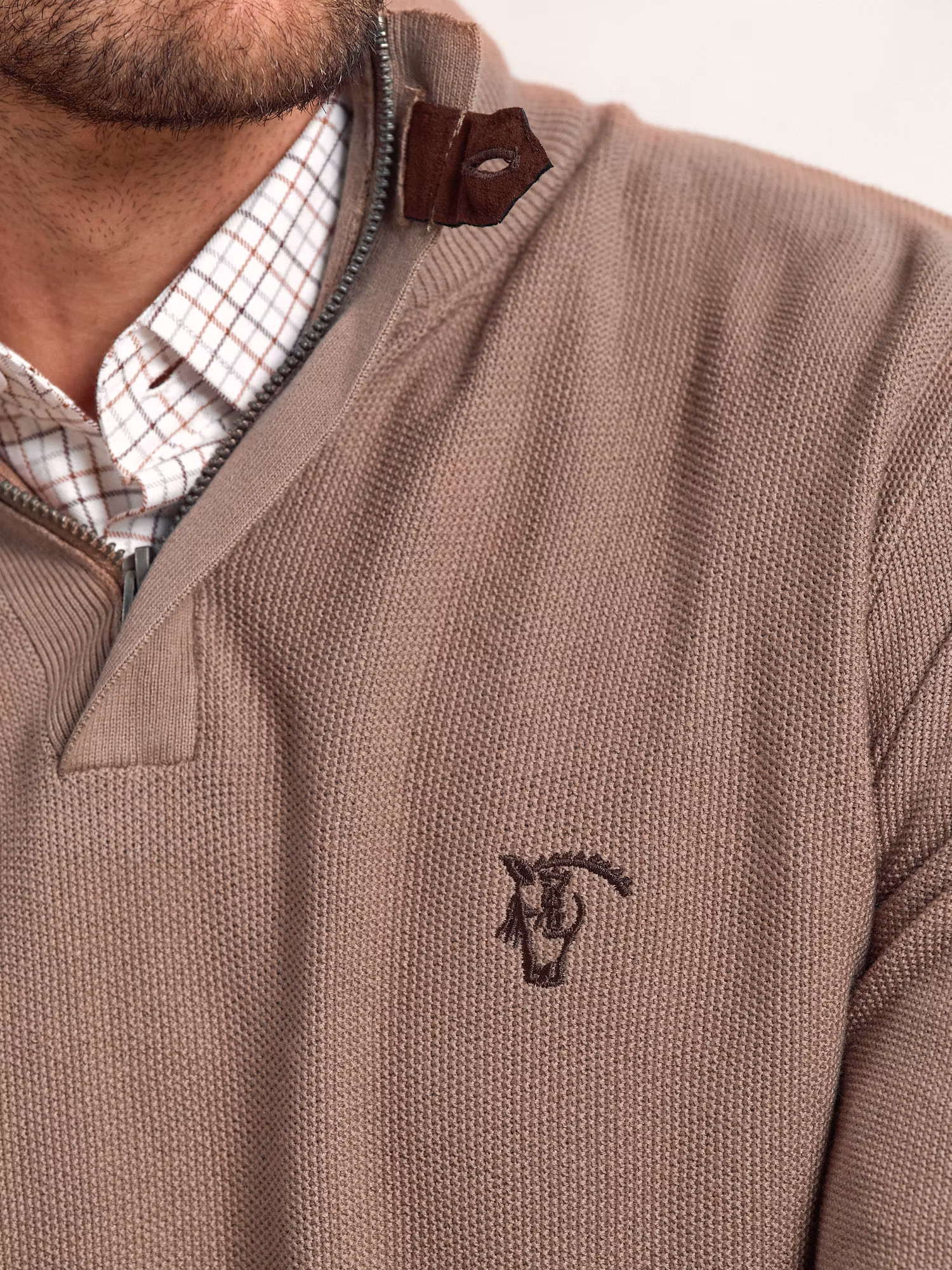 Pull à Structure Demi-Fermeture Éclair | Taupe