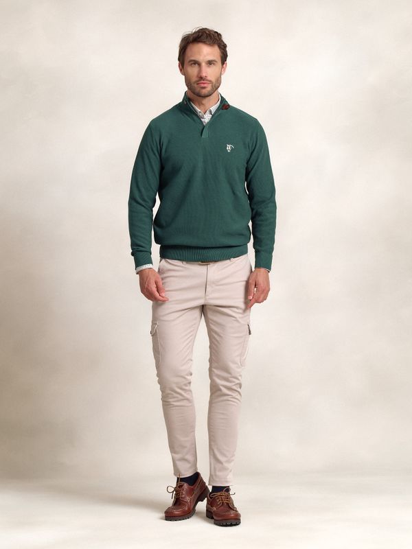 Suéter de Estrutura com Meio Zíper | Egeo