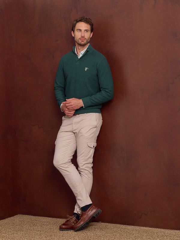 Suéter de Estrutura com Meio Zíper | Egeo