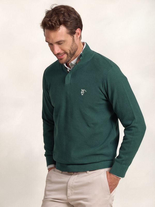 Suéter de Estrutura com Meio Zíper | Egeo