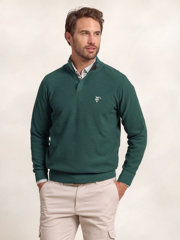 Suéter de Estrutura com Meio Zíper | Egeo