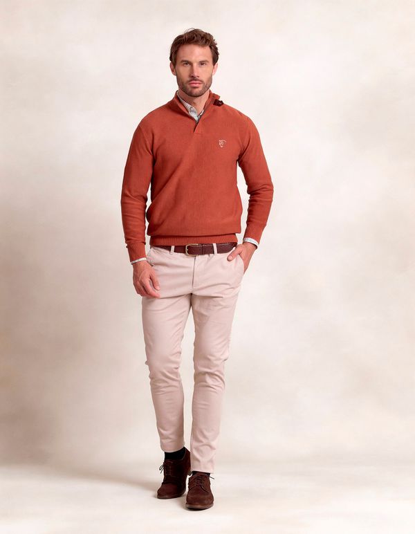 Suéter de Estrutura com Meio Zíper | Óxido