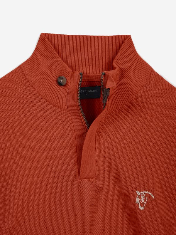 Suéter de Estrutura com Meio Zíper | Óxido