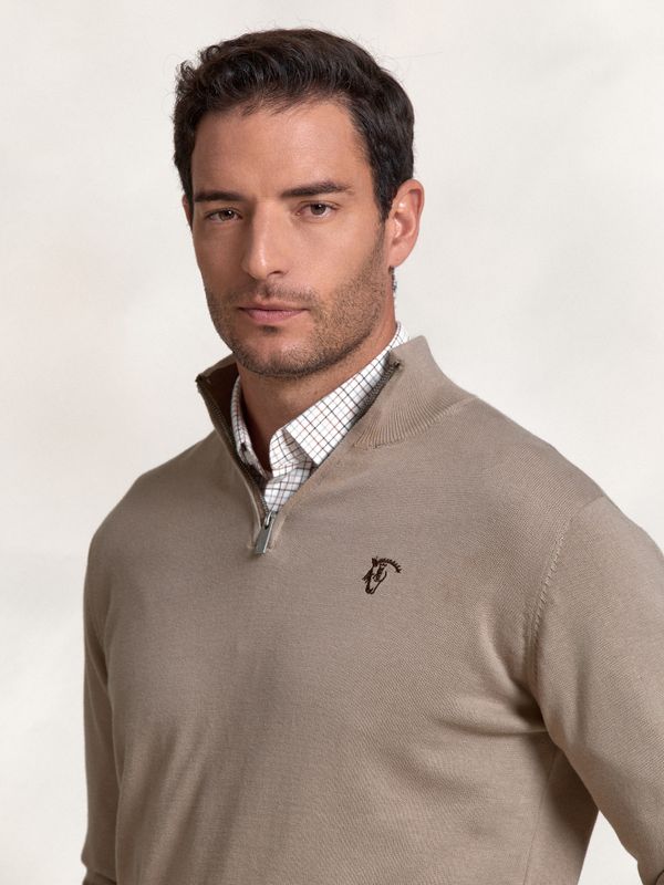 Suéter meio zíper Contrastante | Piedra