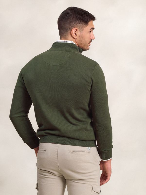 Suéter meio zíper Contrastante | Musgo
