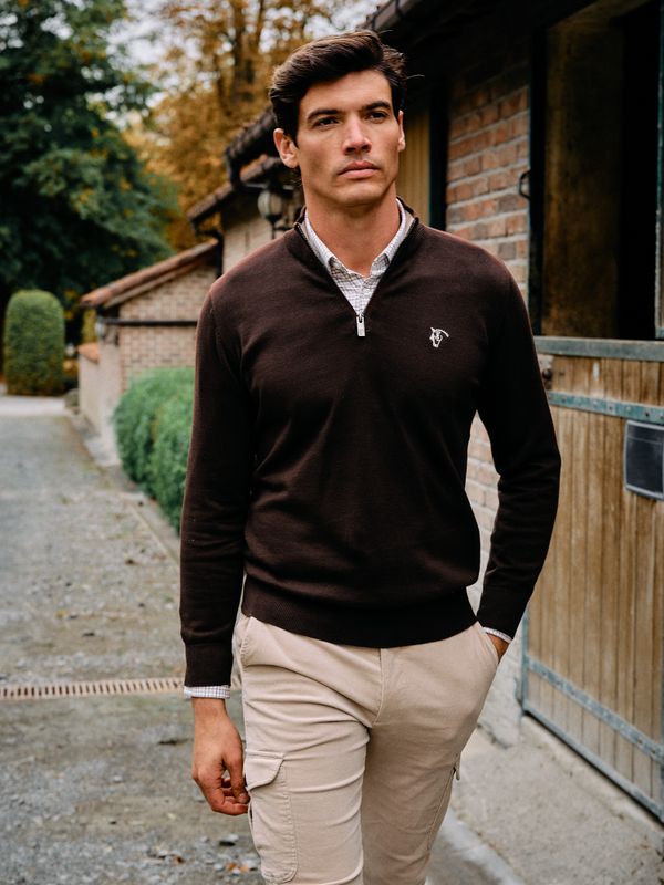 Contrast Half Zip Sweater | Moka