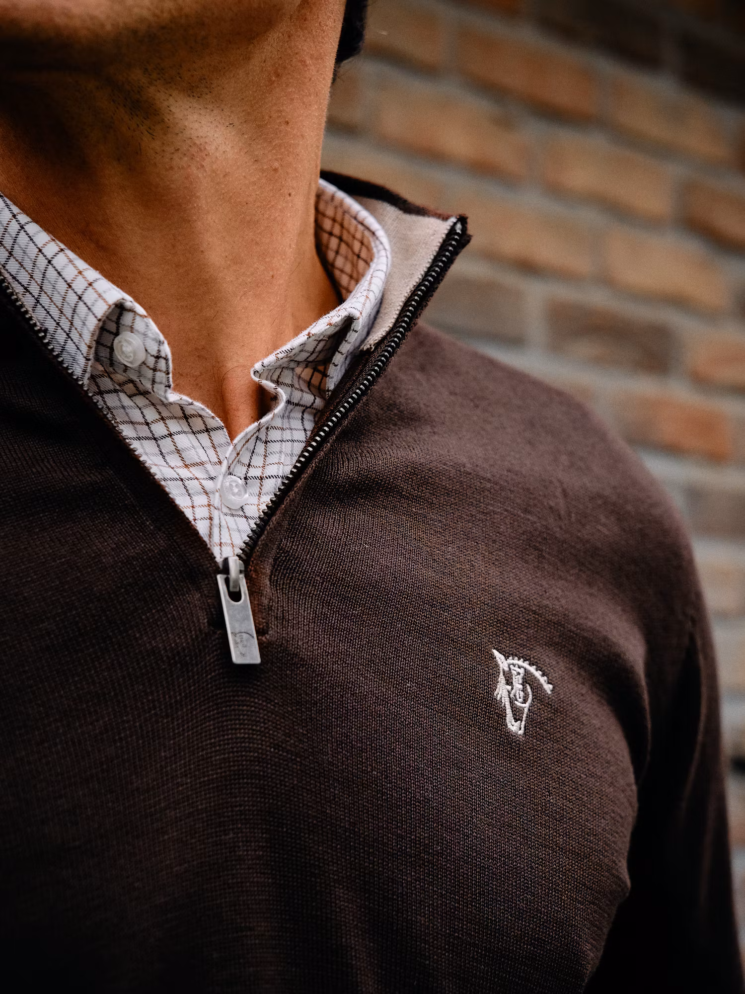 Pull demi-zippé Contrasté | Moka