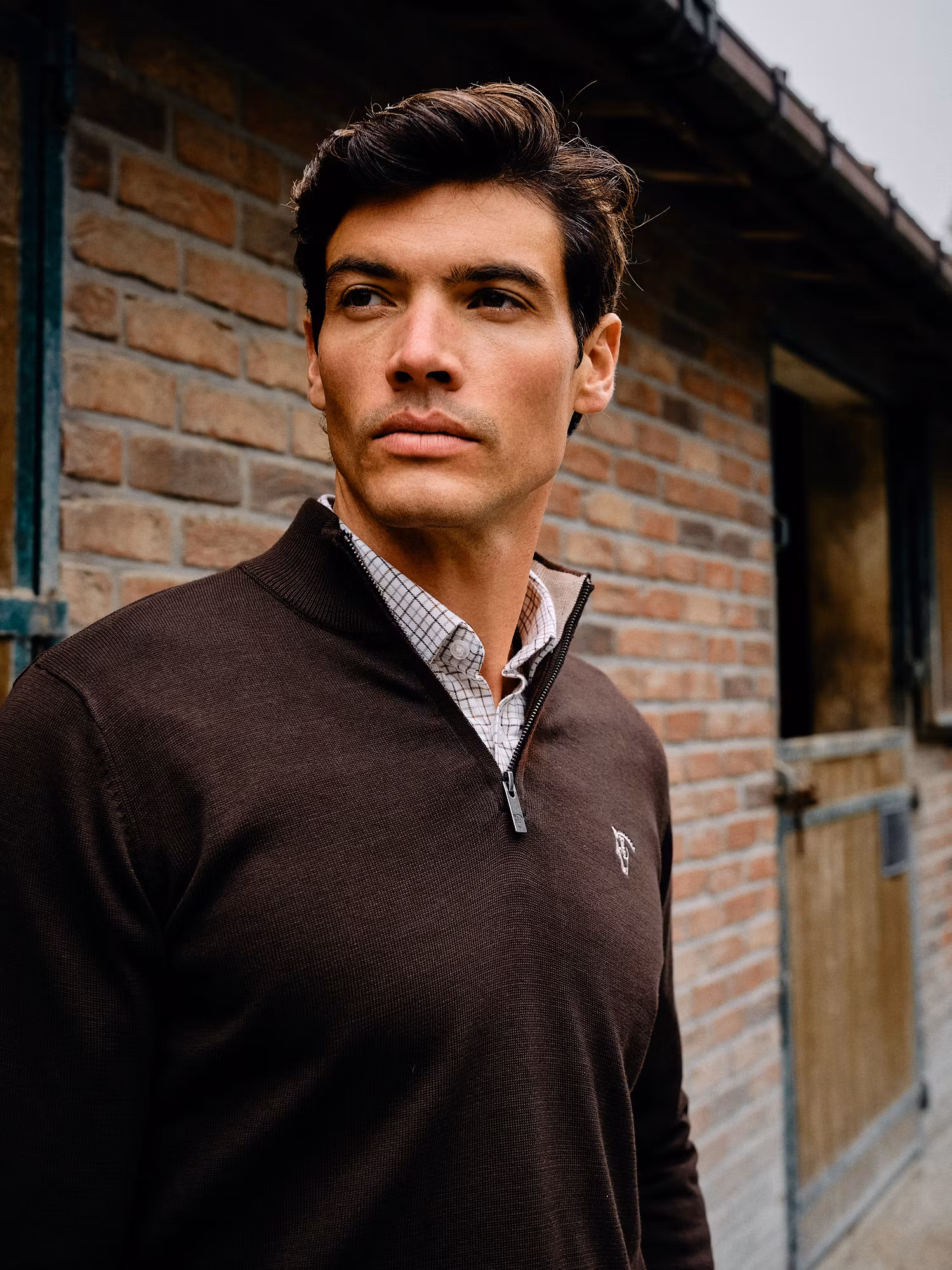 Pull demi-zippé Contrasté | Moka