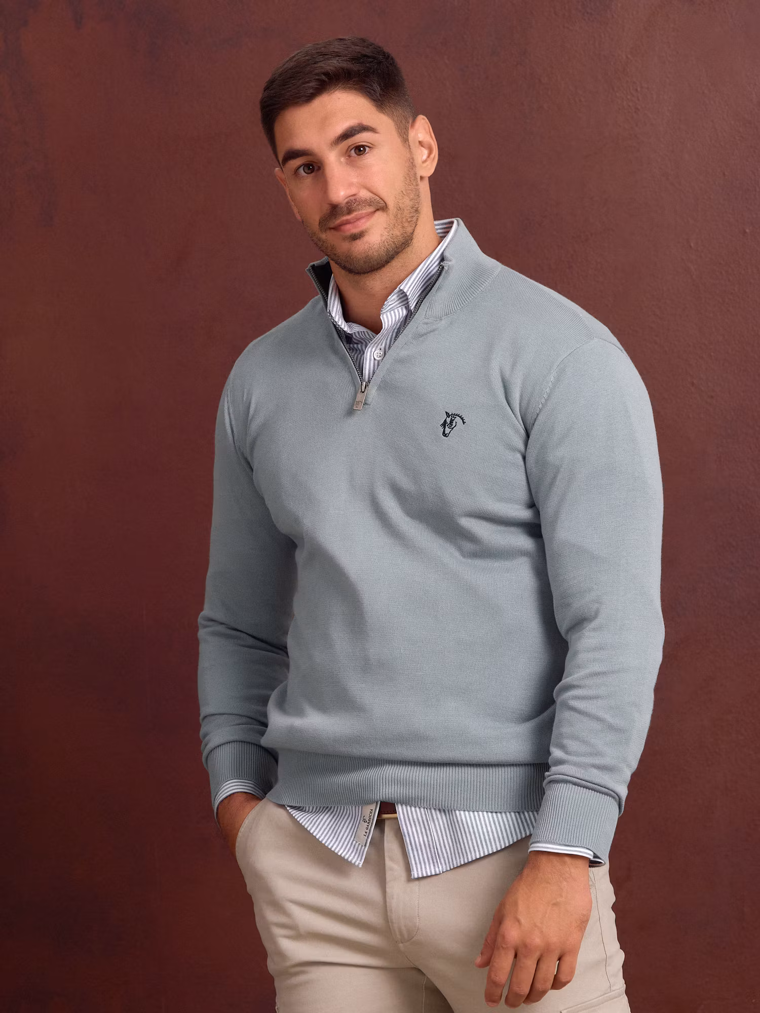 Pull demi-zippé contrasté | Zafiro