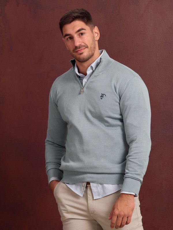 Suéter meio zíper contrastante | Zafiro 