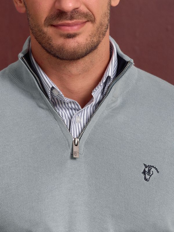 Suéter meio zíper contrastante | Zafiro 