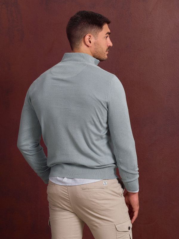 Suéter meio zíper contrastante | Zafiro 