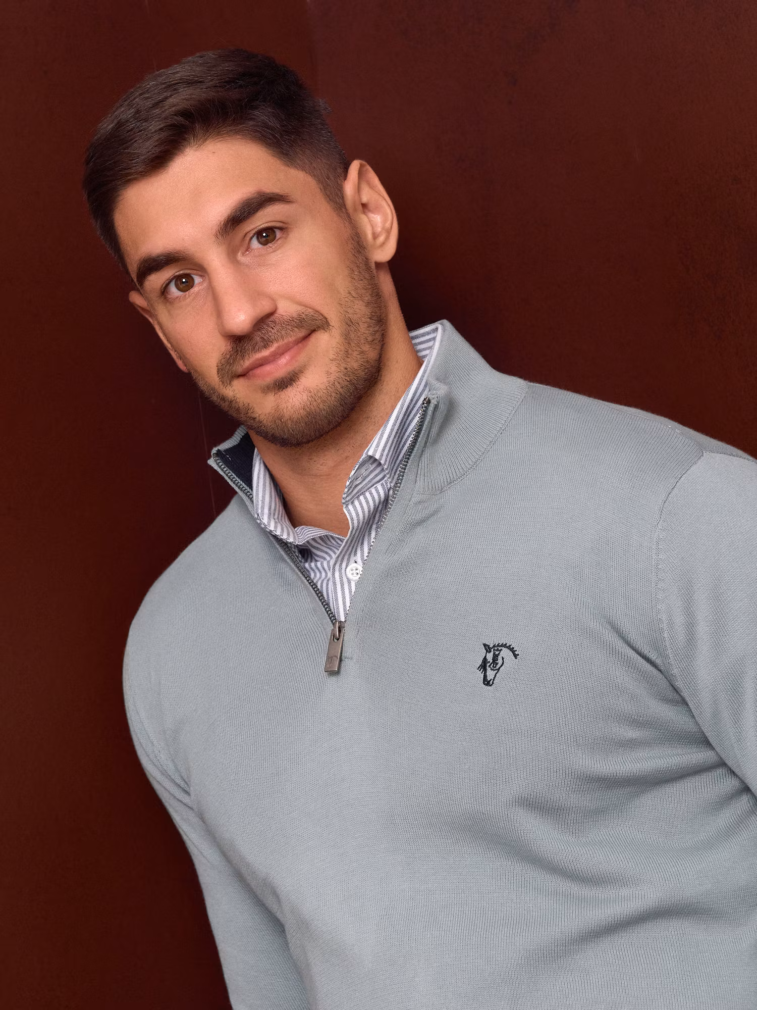 Pull demi-zippé contrasté | Zafiro