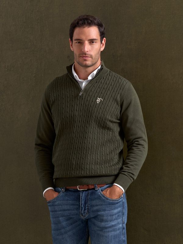 Suéter Trançado com Meio Zíper | Caza