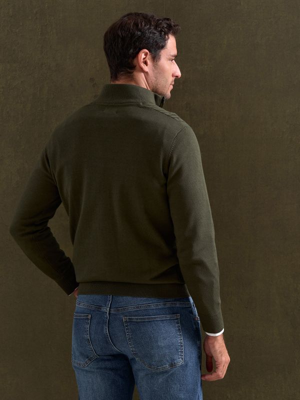 Suéter Trançado com Meio Zíper | Caza