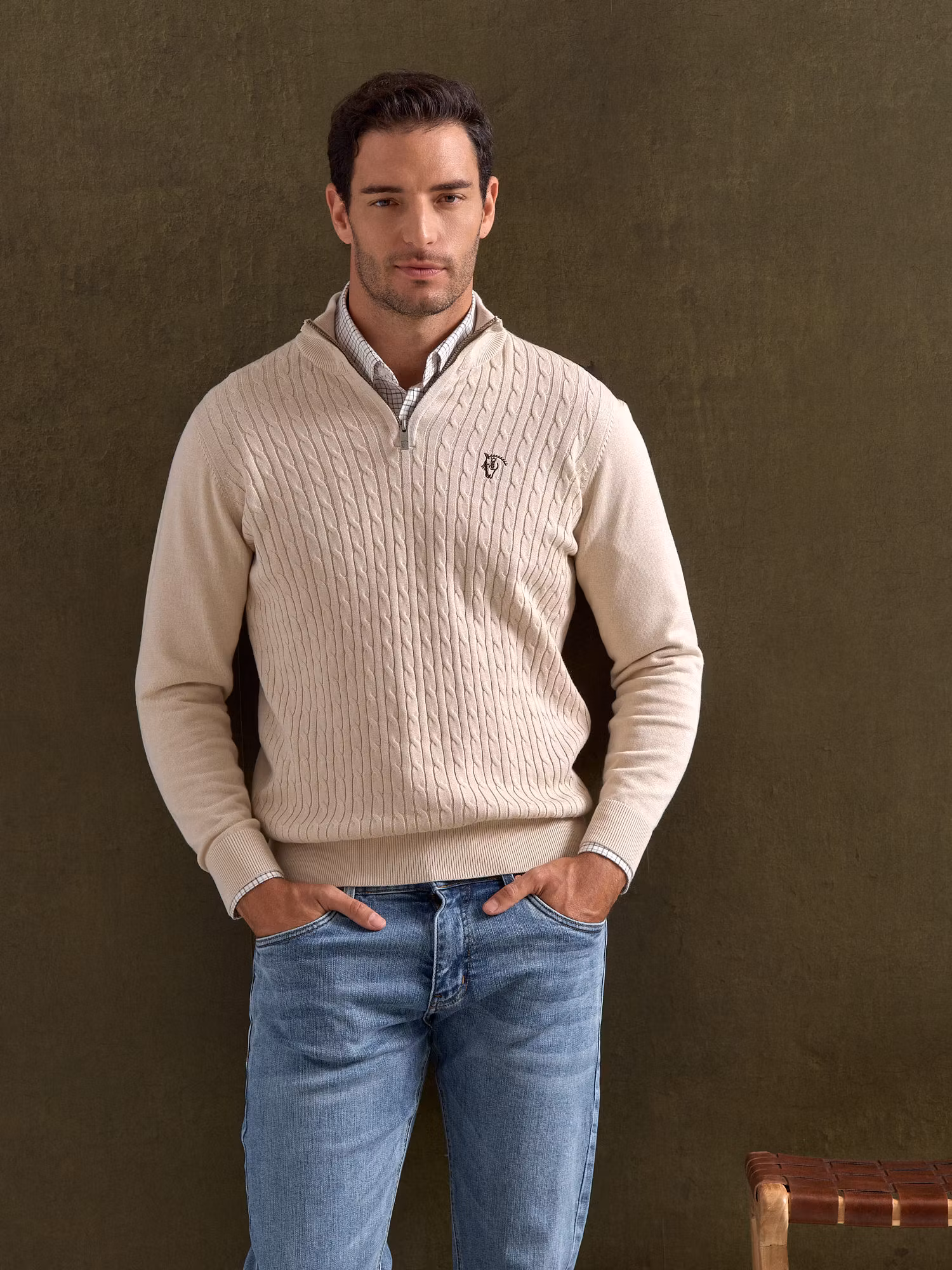 Pull Torsadé à Demi-Fermeture Éclair | Nude