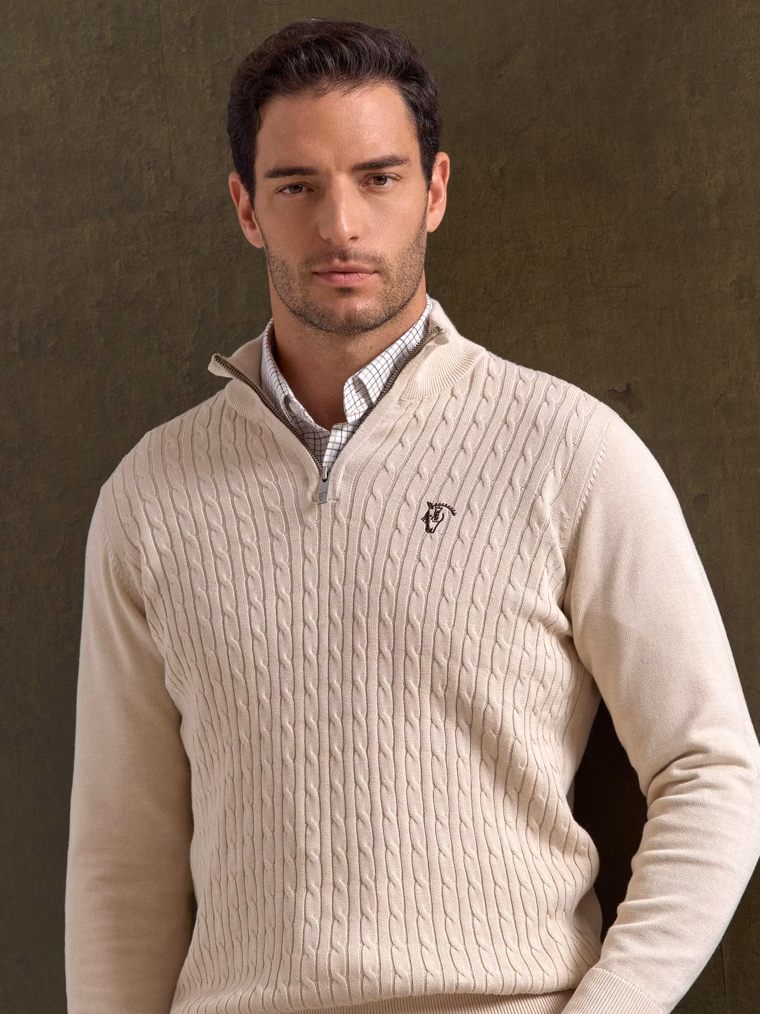 Pull Torsadé à Demi-Fermeture Éclair | Nude