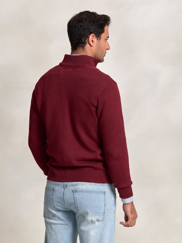 Suéter Número com Meio Zíper | Burgundy 