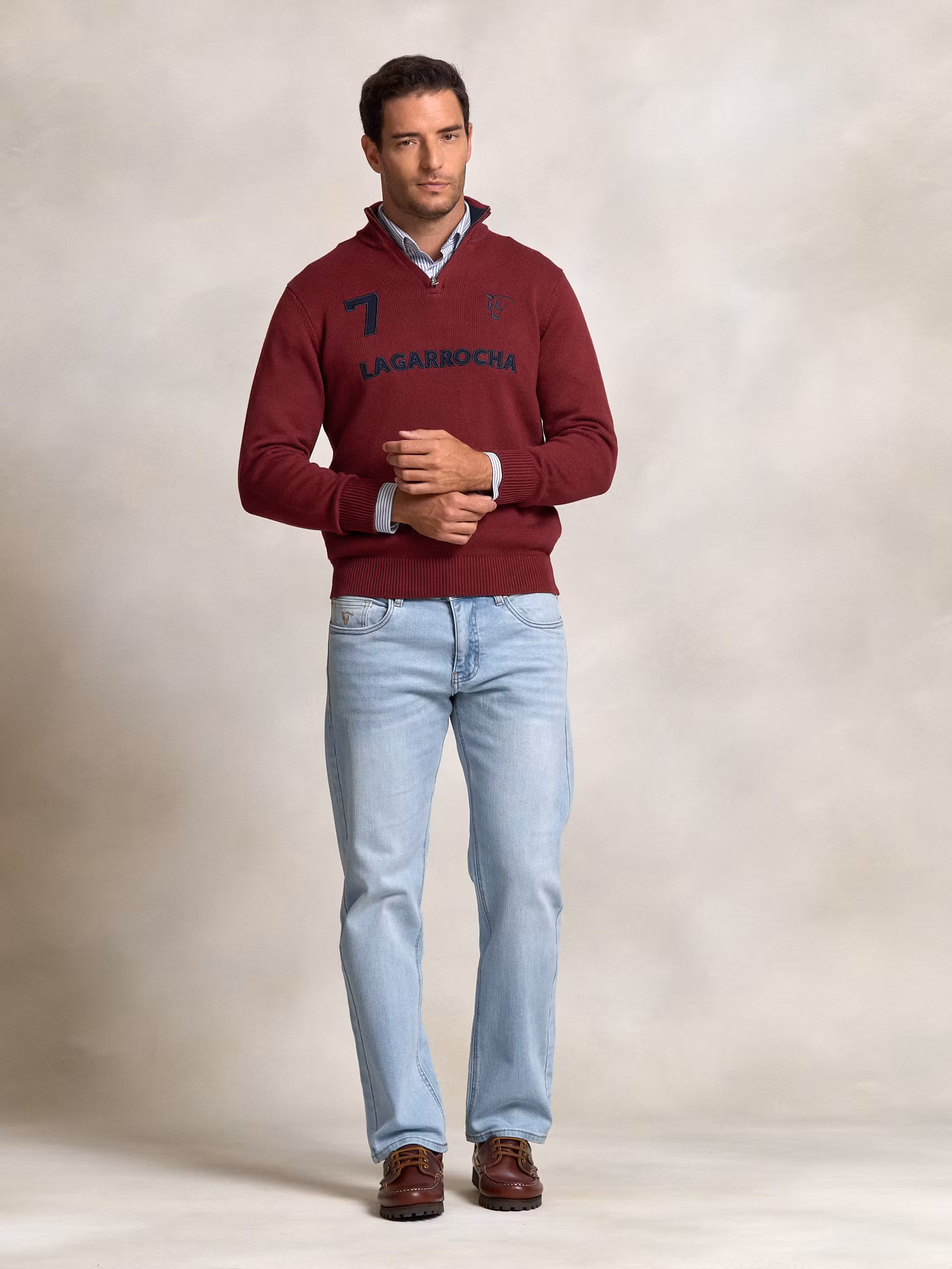 Pull numéro à Demi-Fermeture Éclair | Burgundy