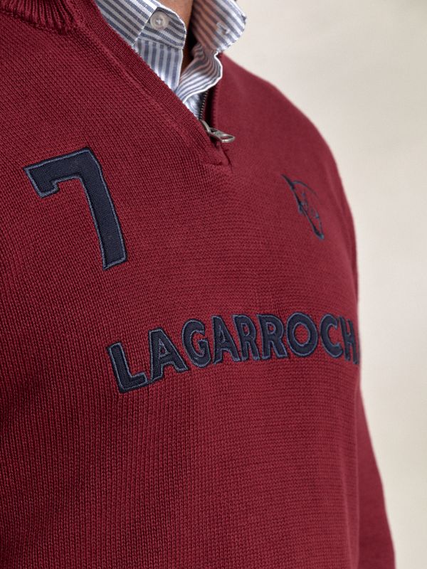 Suéter Número com Meio Zíper | Burgundy 