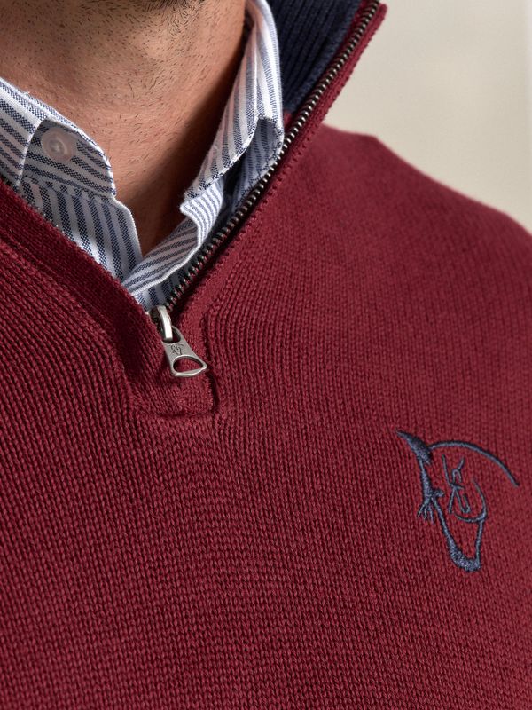 Suéter Número com Meio Zíper | Burgundy 