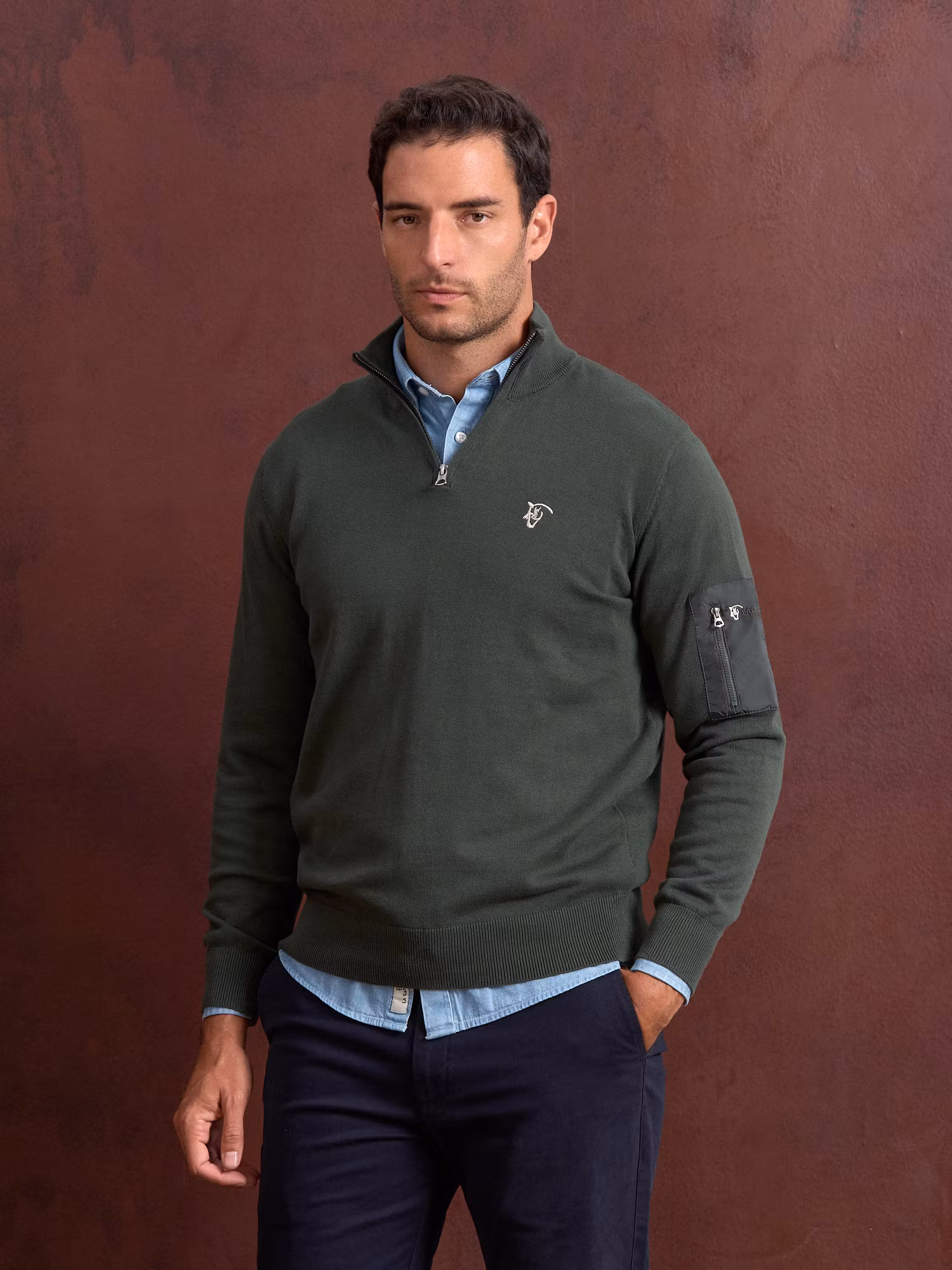 Pull à demi-fermeture éclair avec poche | Abeto