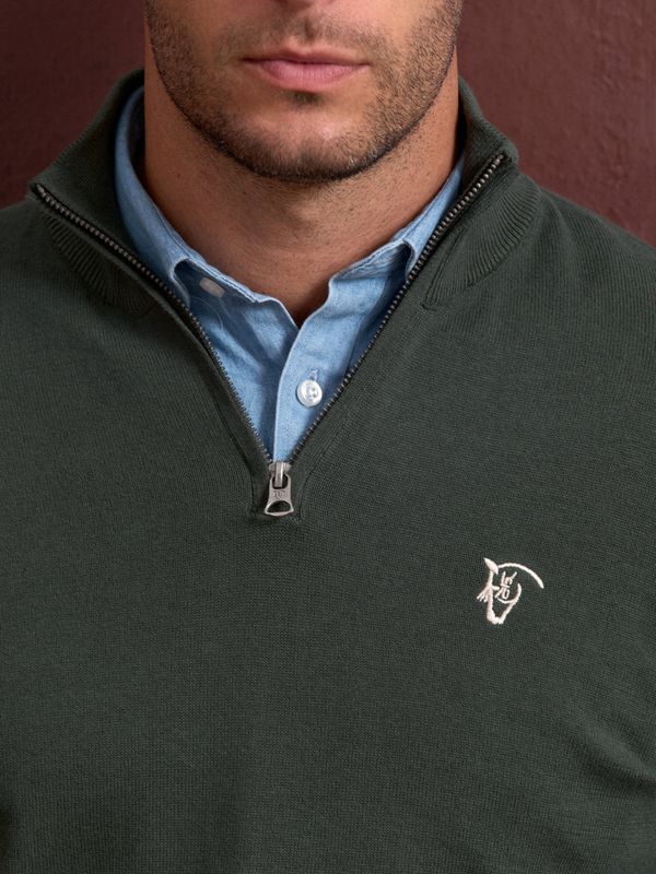 Suéter com Meio Zíper e bolso | Abeto