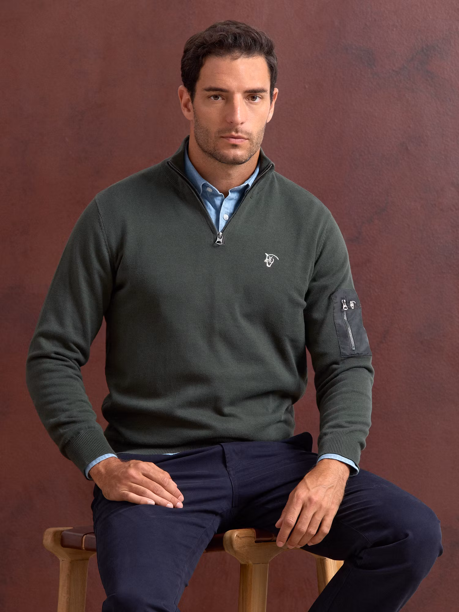 Jersey de Media Cremallera Bolsillo | Abeto