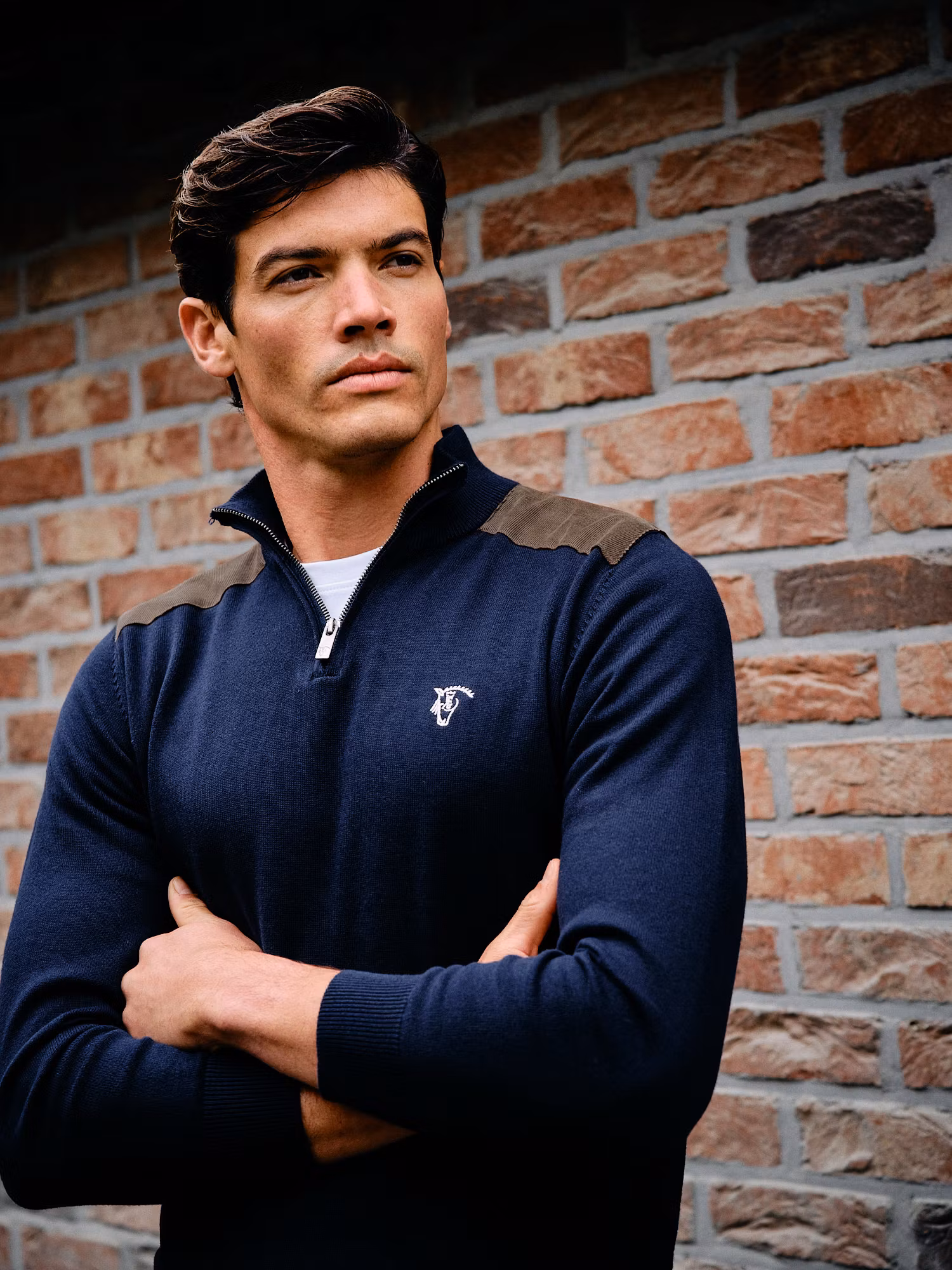 Pull Demi-Fermeture Éclair en Velours Côtelé | Marino