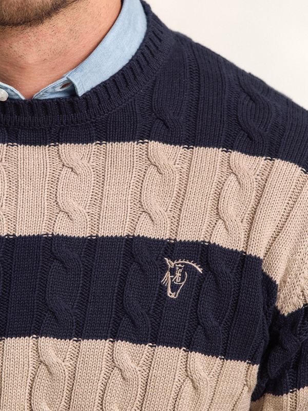 Jumper de tranças e riscas | Piedra