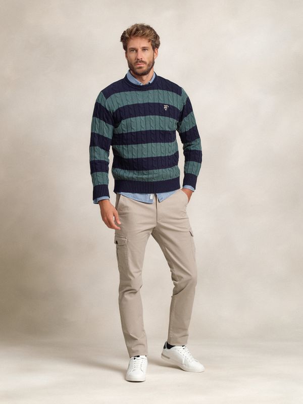 Jumper de tranças e riscas | Acebo