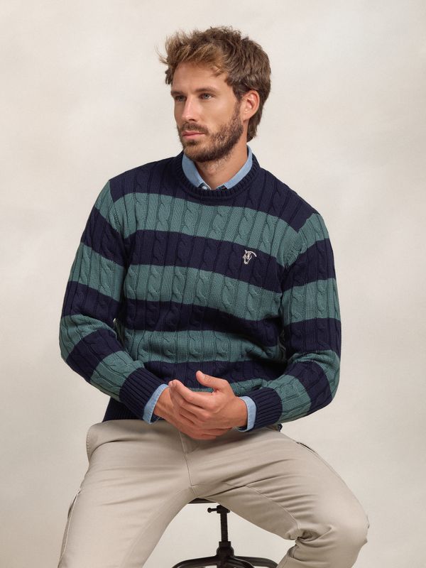 Jumper de tranças e riscas | Acebo