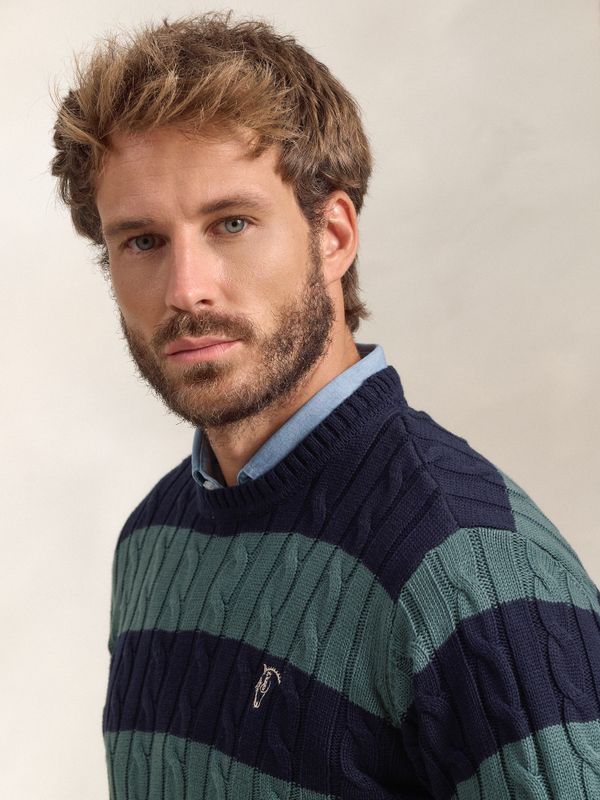 Jumper de tranças e riscas | Acebo