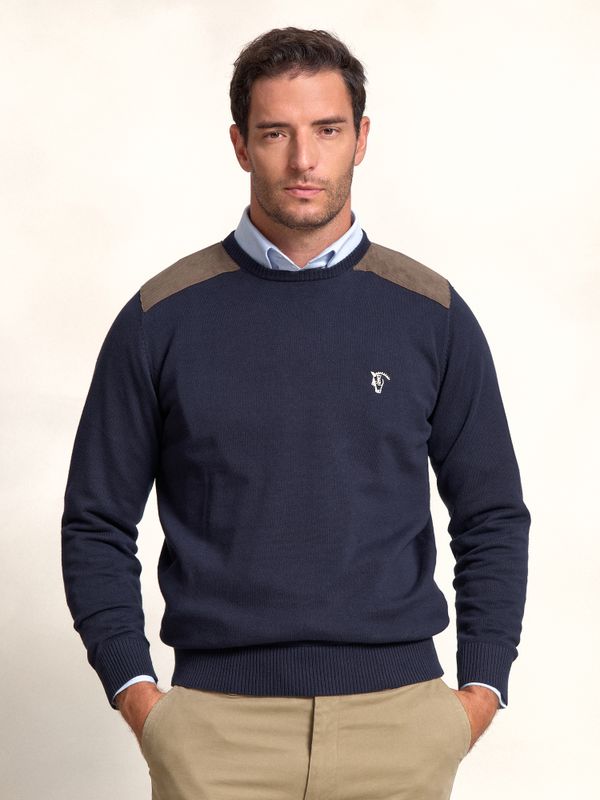 Pull-over col rond avec Détail en Velours Côtelé | Marino