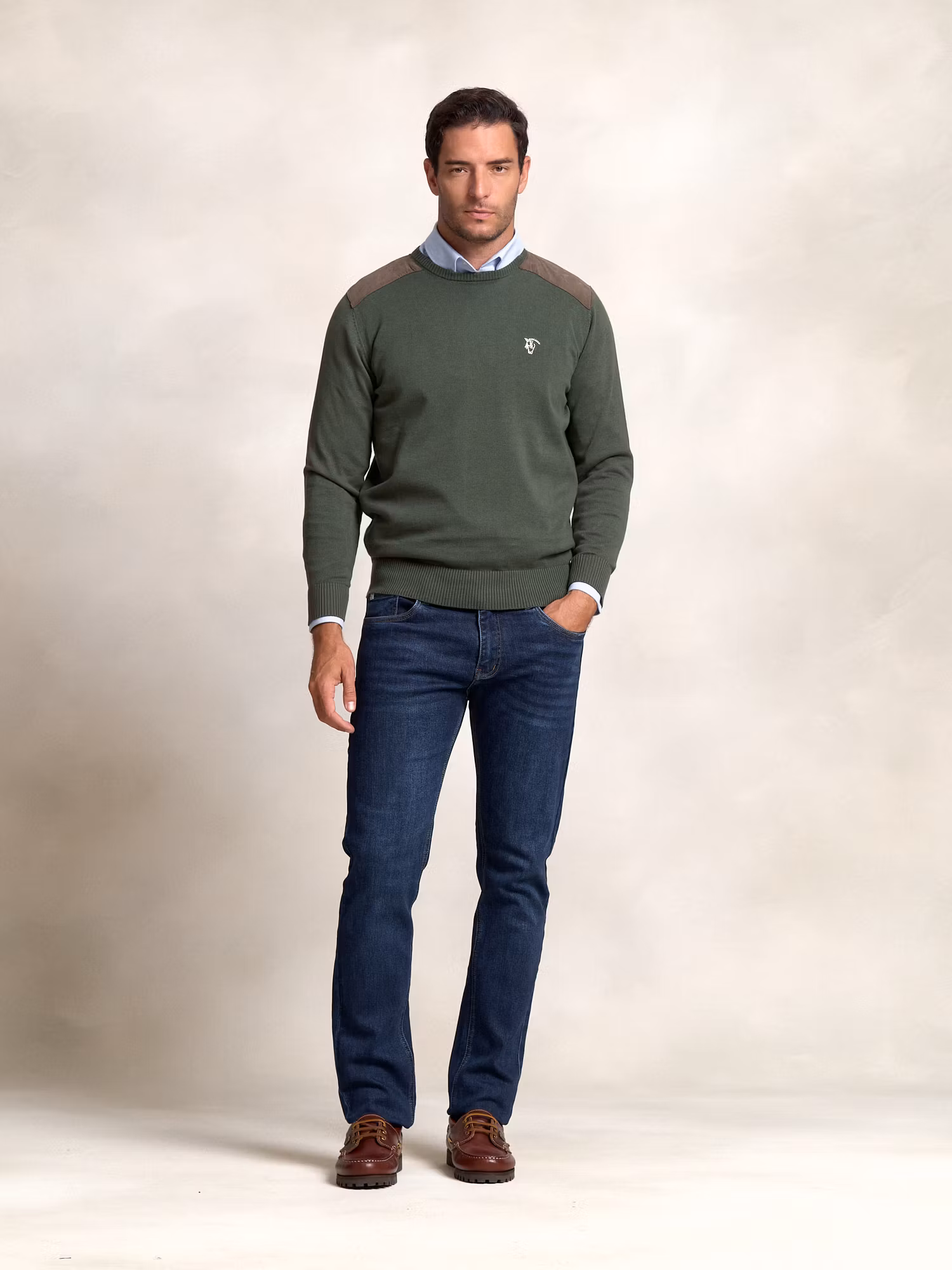 Pull-over col rond Détail en Velours Côtelé | Musgo