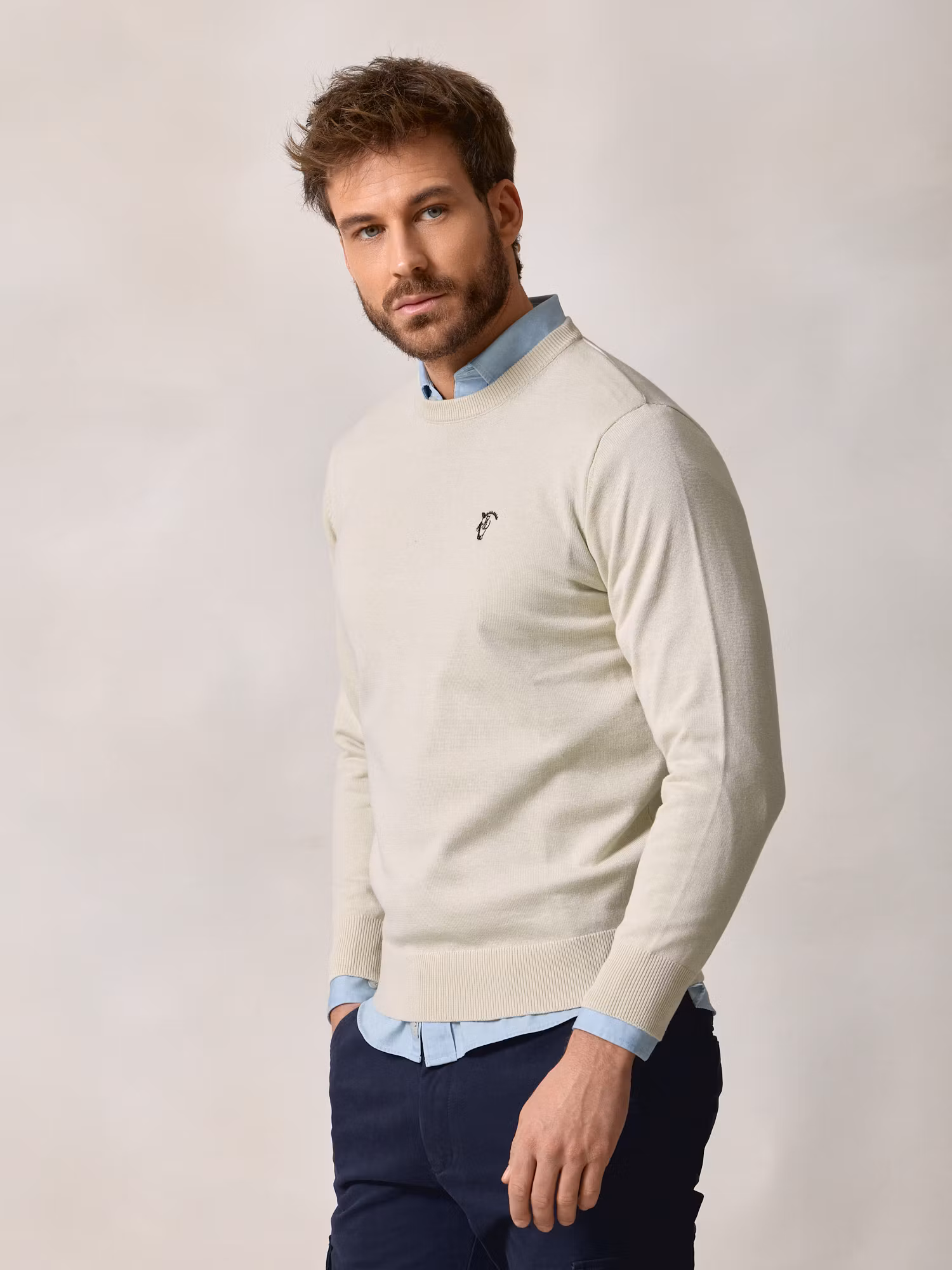 Round neck sweater | Nude