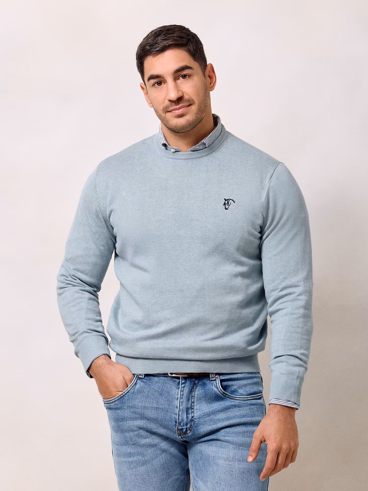 Round neck sweater | Sapphire Blue