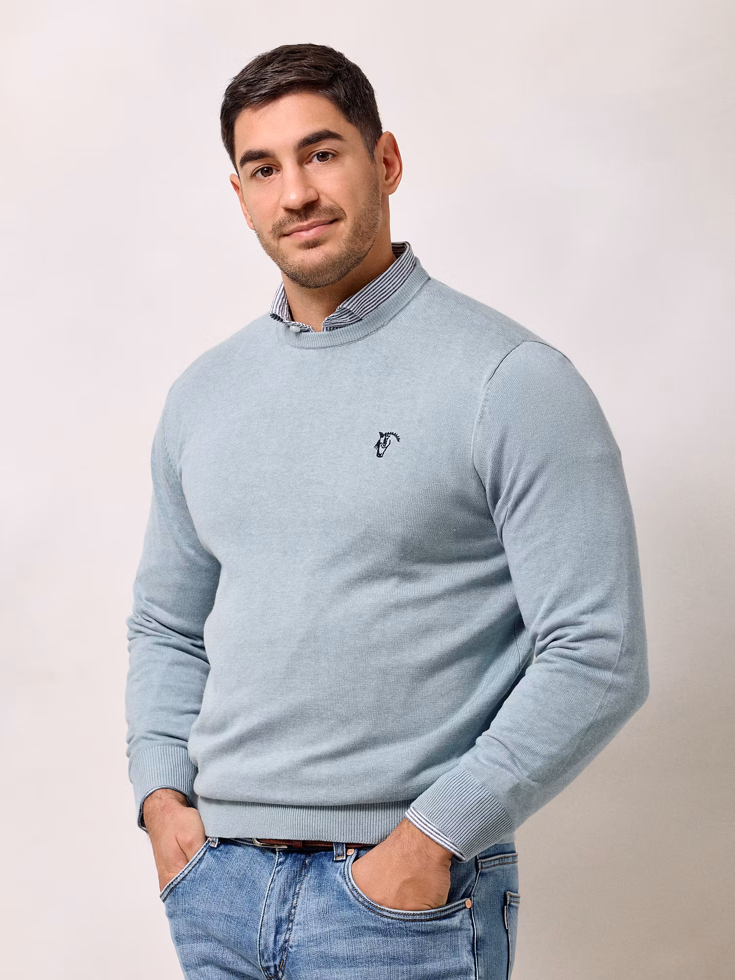 Round neck sweater | Sapphire Blue