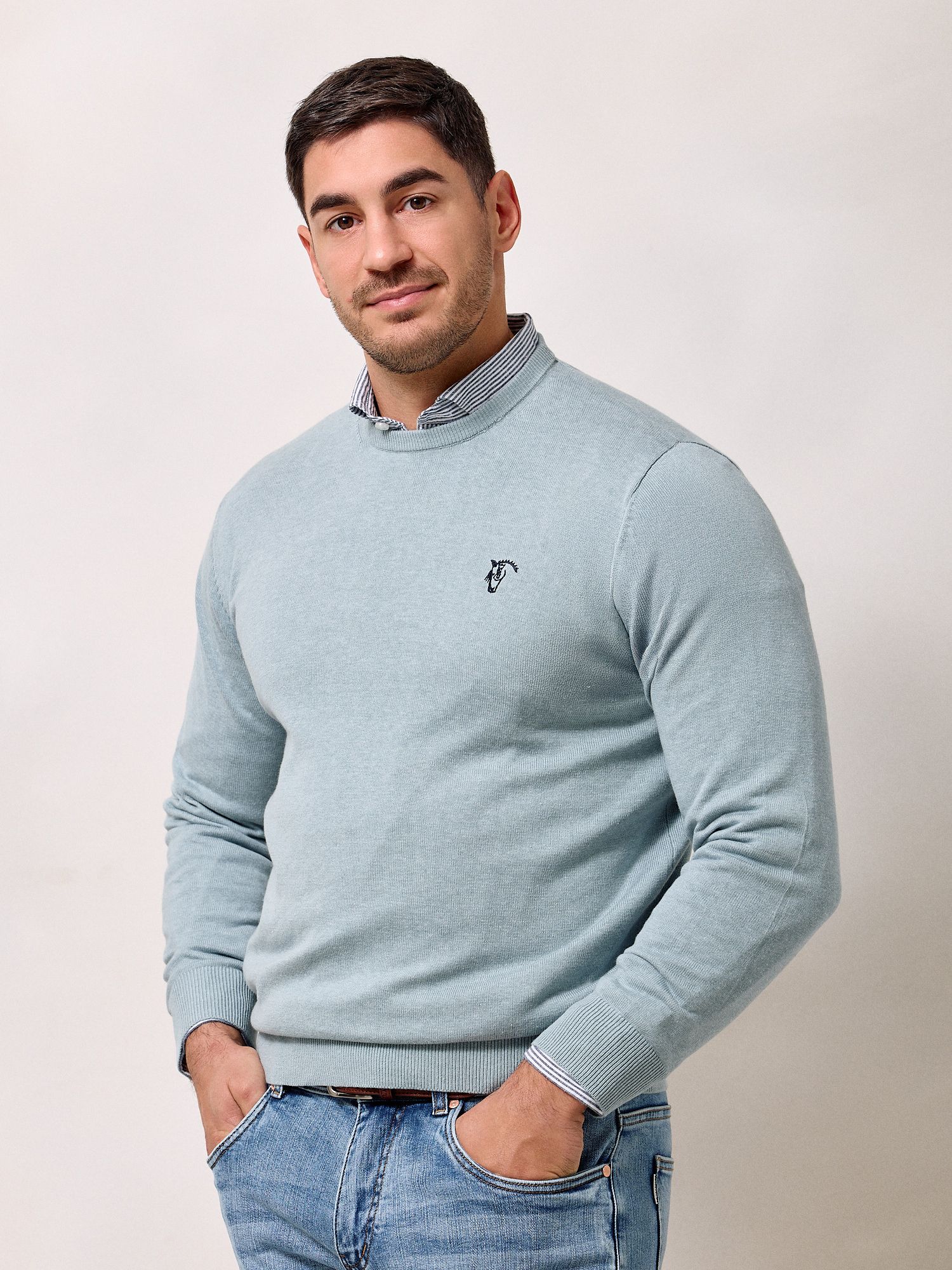 Round neck sweater | Sapphire Blue