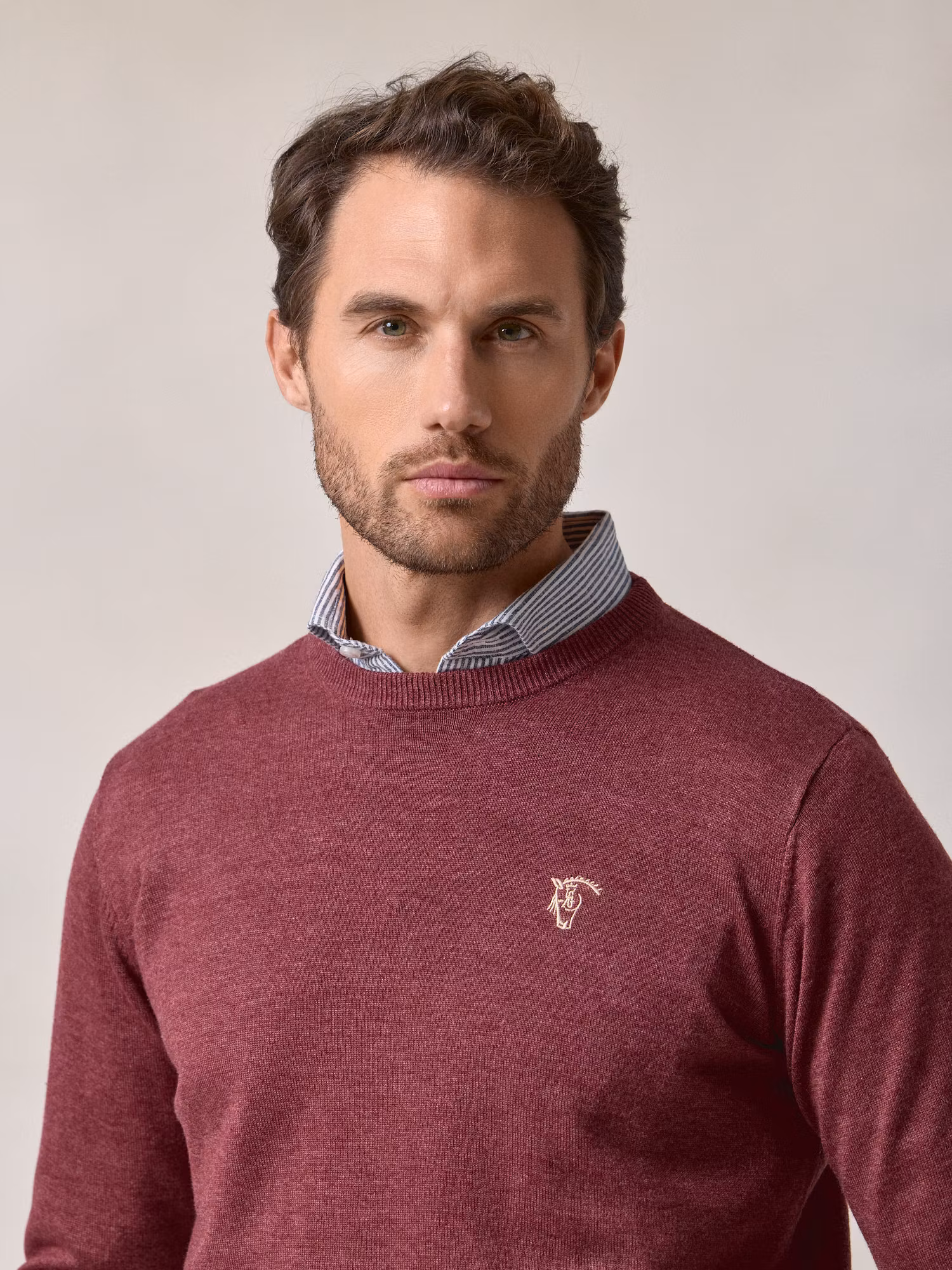 Round neck sweater | Burgundy