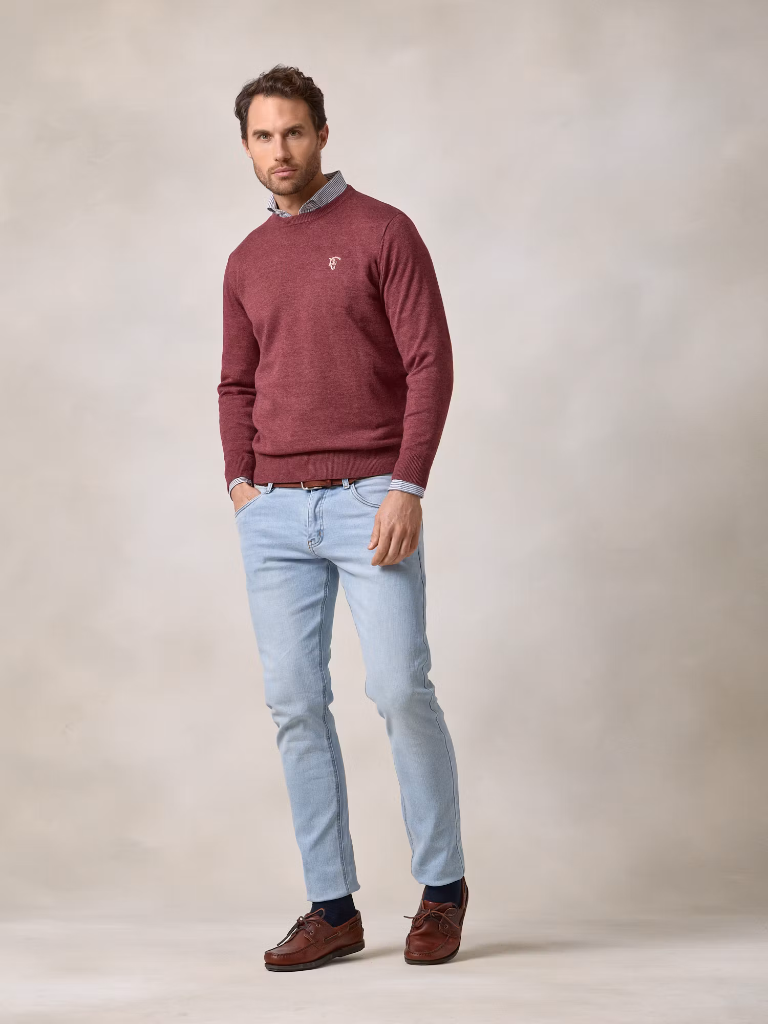 Round neck sweater | Burgundy