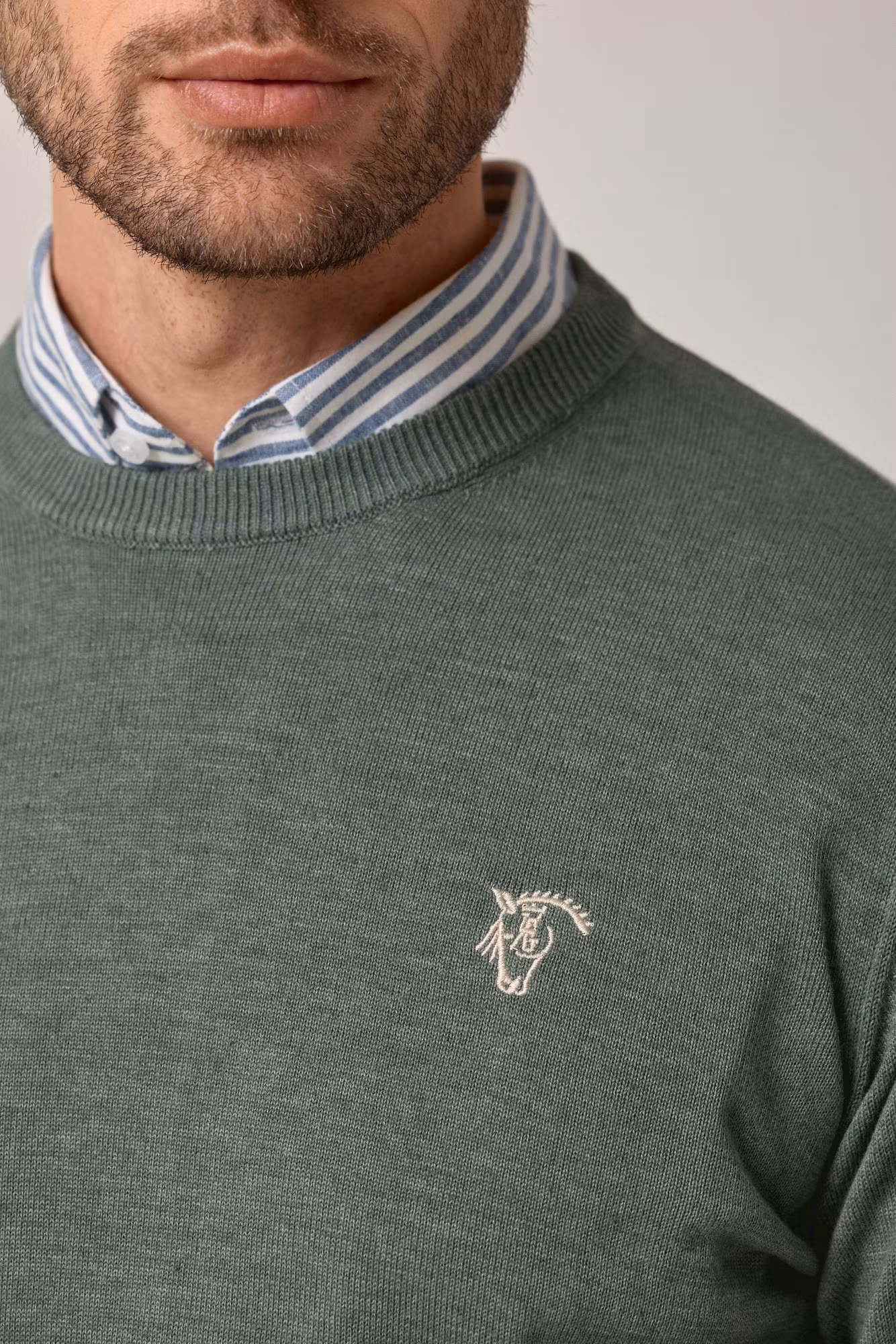 Round neck sweater | Khaki