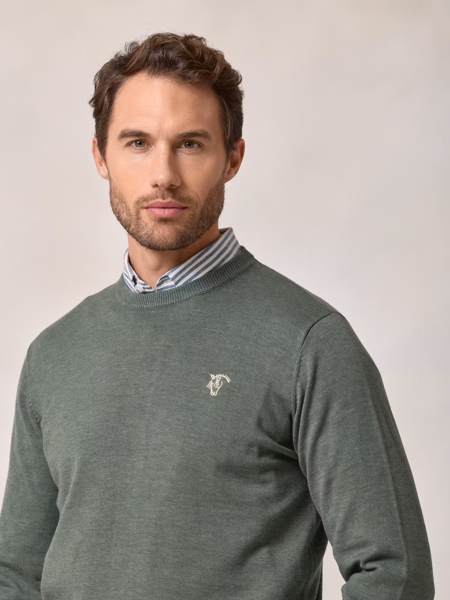 Round neck sweater | Khaki